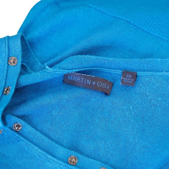 Martin + Osa Blue 3/4 Snap Sweater. Modal - Silk - Wool XS NWOT - Picture 2 of 7